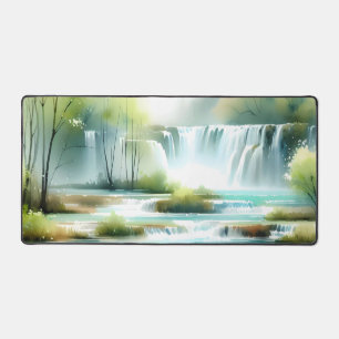 Watercolor soft Waterfalls Desk Mat