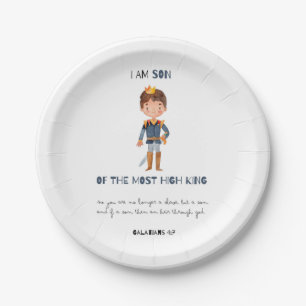 Watercolor Son Of The King Boy 1st Birthday Paper Plate