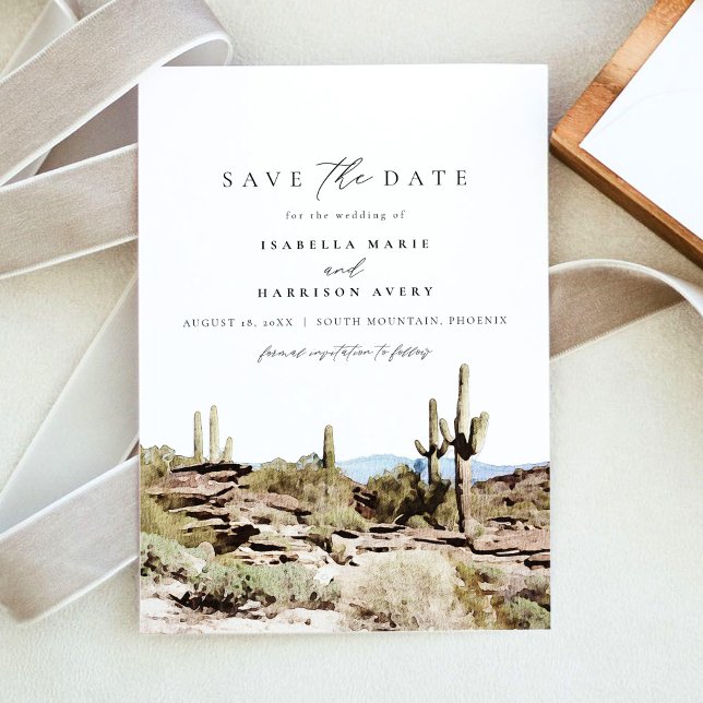 Watercolor South Mountain Phoenix Save the Date Invitation (Creator Uploaded)