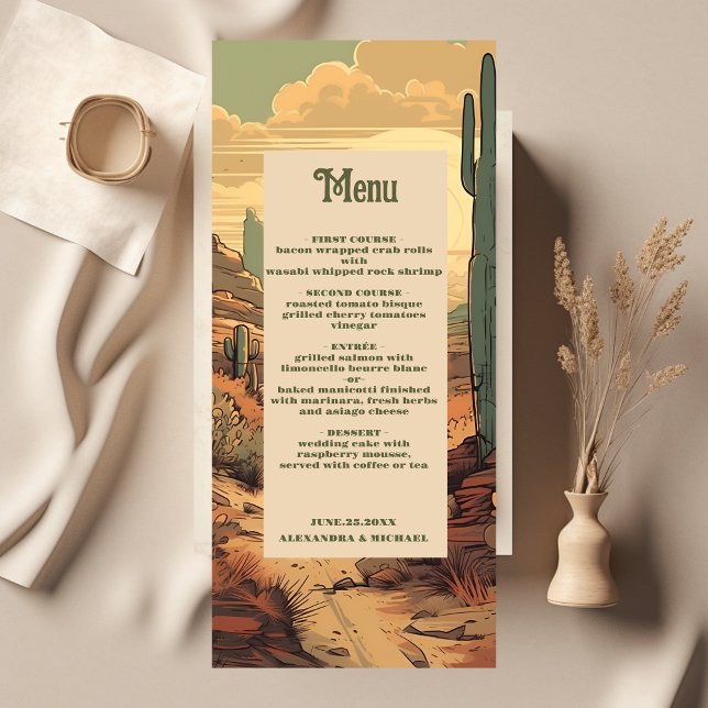 Watercolor Southwestern Desert and Cactus Wedding Menu (Creator Uploaded)