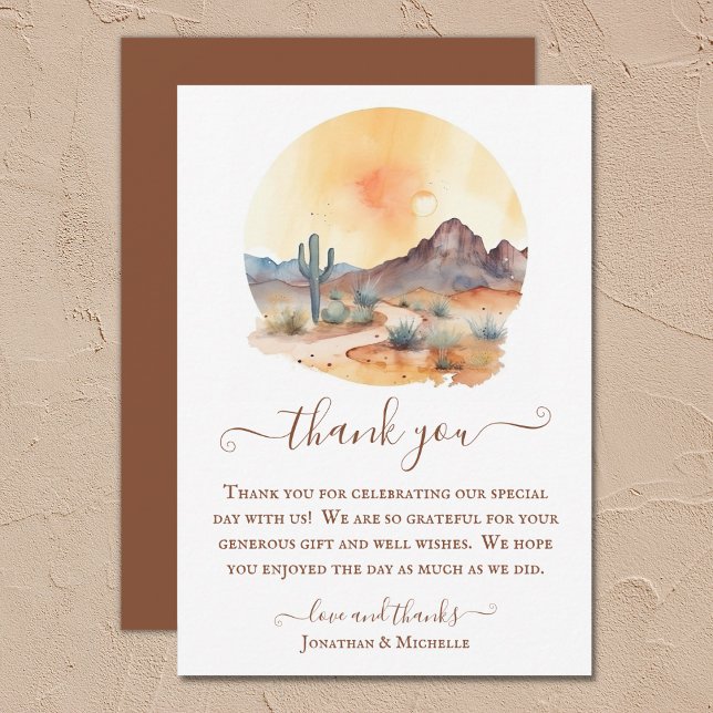 Watercolor Southwestern Desert and Cactus Wedding Thank You Card (Watercolor Southwestern Desert and Cactus Wedding Thank You Card)