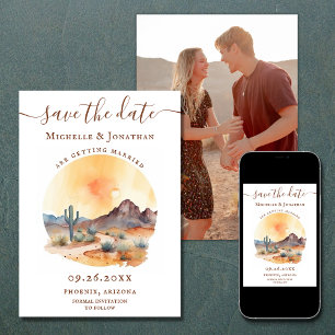 Watercolor Southwestern Desert PHOTO Wedding Save The Date