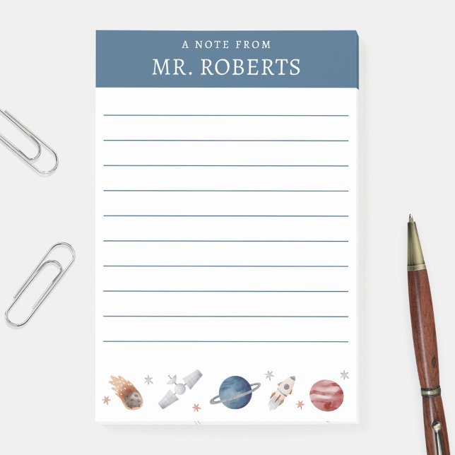 Watercolor Space and Planets Science Teacher Post-it Notes (Creator Uploaded)