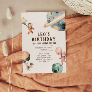 Watercolor Space Birthday Invitation