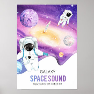 Watercolor Space Galaxy Astronaut Poster