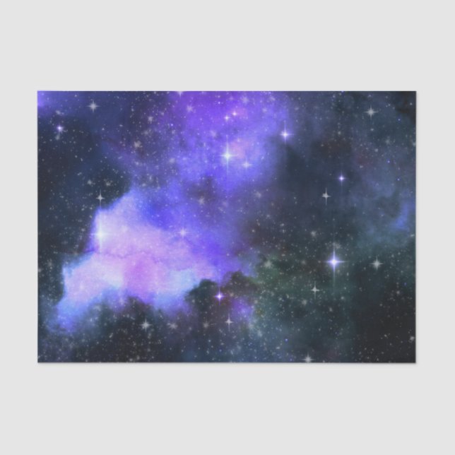 Watercolor Space Galaxy Stars Purple  Tissue Paper (Front)