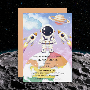 Watercolor Space Little Explorer Baby Shower  Invitation