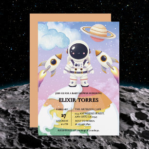 Watercolor Space Little Explorer Baby Shower  Invitation
