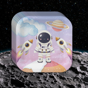 Watercolor Space Little Explorer Baby Shower  Paper Plate