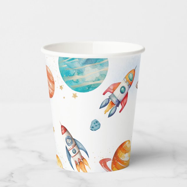 Watercolor Space Party Cups (Left)