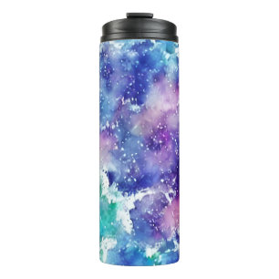 Watercolor space thermal tumbler