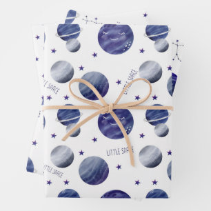 Watercolor Space Zodiac Pattern Wrapping Paper Sheet