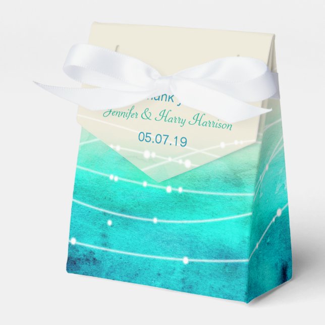 Watercolor sparkling seas thank you wedding favour favour box (Front Side)
