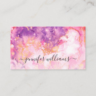 Watercolor Sparkly Gold Foil Modern Makeup Artist Business Card