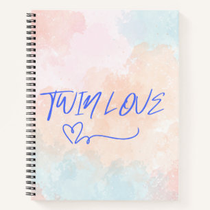 Watercolor Spiral Notebook for Twins