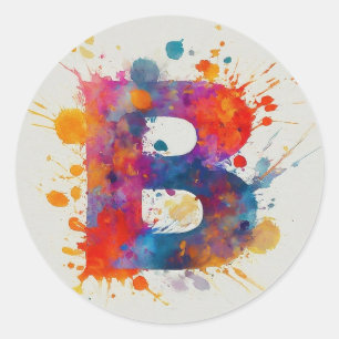 Watercolor Splash B Classic Round Sticker