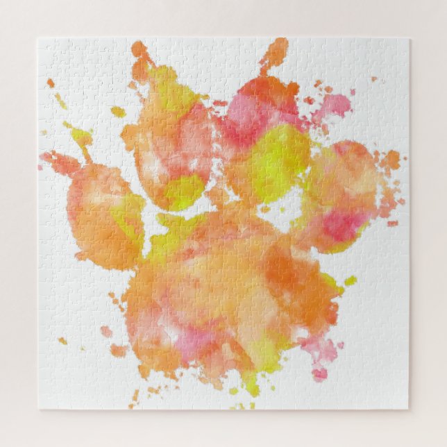 Watercolor Splash Dog Paw Print Jigsaw Puzzle (Vertical)