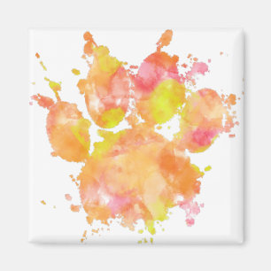 Watercolor Splash Dog Paw Print Magnet