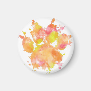 Watercolor Splash Dog Paw Print Magnet