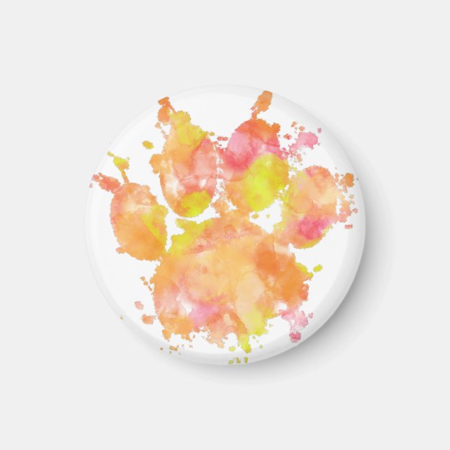 Watercolor Splash Dog Paw Print  Magnet (Front)