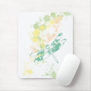 Watercolor Splash Dragonfly Mouse Mat