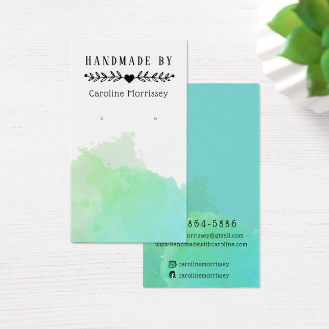 Watercolor Splash Earring Display Blue Card (Desk)