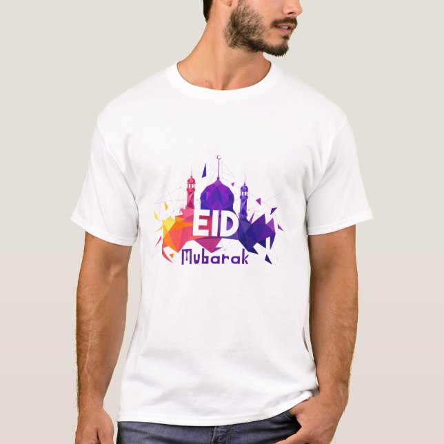 Watercolor Splash Eid Mubarak Men's T-shirts (Front)