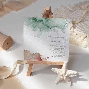 Watercolor Splash Elegant Two Tone Wedding  Invitation