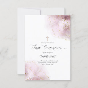 watercolor splash First Communion Invitation