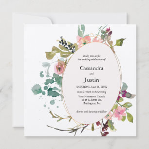 Watercolor Splash Floral Invitation