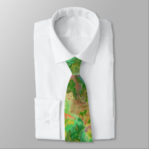 Watercolor Splash Green Turquoise Yellow Tie