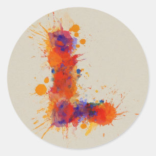 Watercolor Splash L Classic Round Sticker