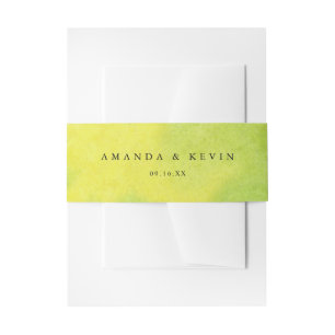 Watercolor Splash Lemon Yellow Lime Green Wedding Invitation Belly Band