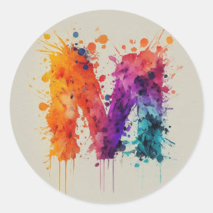 Watercolor Splash M Classic Round Sticker