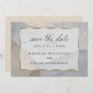 Watercolor Splash on Granite Stone Beige Invitation