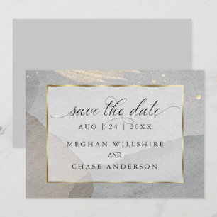 Watercolor Splash on Granite Stone Light Grey Invitation