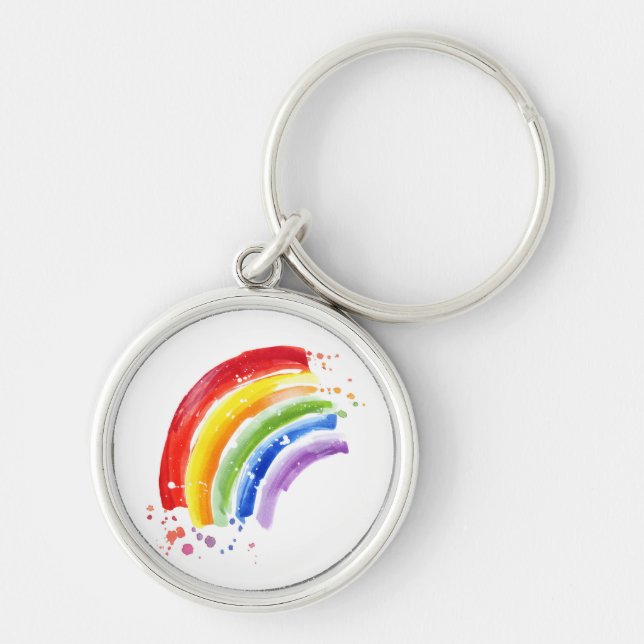 Watercolor Splash Rainbow Key Ring (Front)