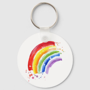 Watercolor Splash Rainbow Key Ring