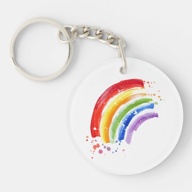 Watercolor Splash Rainbow Key Ring (Front)