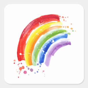 Watercolor Splash Rainbow Square Sticker