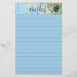 Watercolor Splash Sheet Music Heart Lined Stationery
