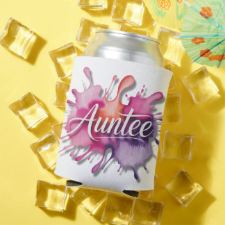 Watercolor Splash with Auntee typography  Can Cooler