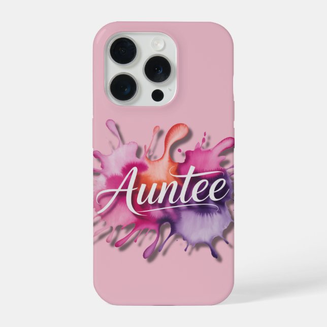 Watercolor Splash with Auntee typography  iPhone Case (Back)