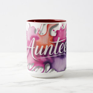 Watercolor Splash with Auntee typography  Two-Tone Coffee Mug