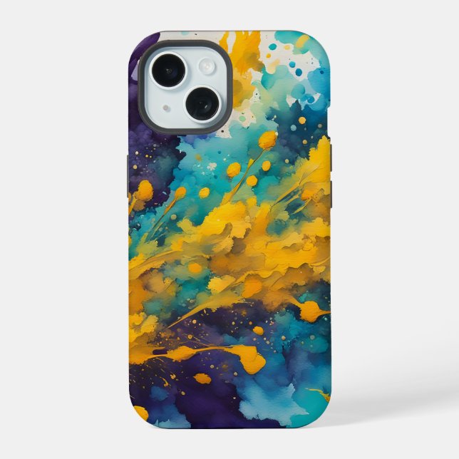 Watercolor Splashes Background iPhone 15 Case (Back)