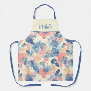Watercolor Splashes Pink Blue  Apron