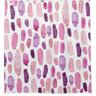 Watercolor Splashes: Pink, Purple Pattern. Shower Curtain