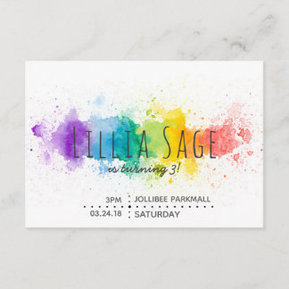 Watercolor Splatter Birthday Invitation