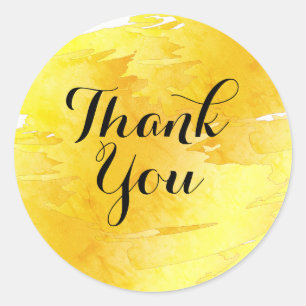 Watercolor Splatter Thank You Abstract Modern Classic Round Sticker