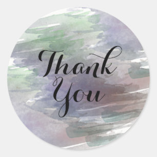 Watercolor Splatter Thank You Abstract Modern Classic Round Sticker
